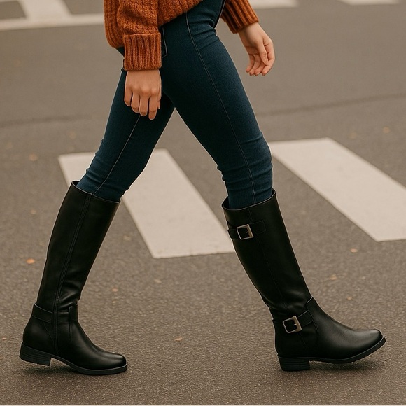 Baretraps Carmen Black Knee-High Boots | Size 6 | Vegan Leather | NWT with Box - Picture 1 of 12